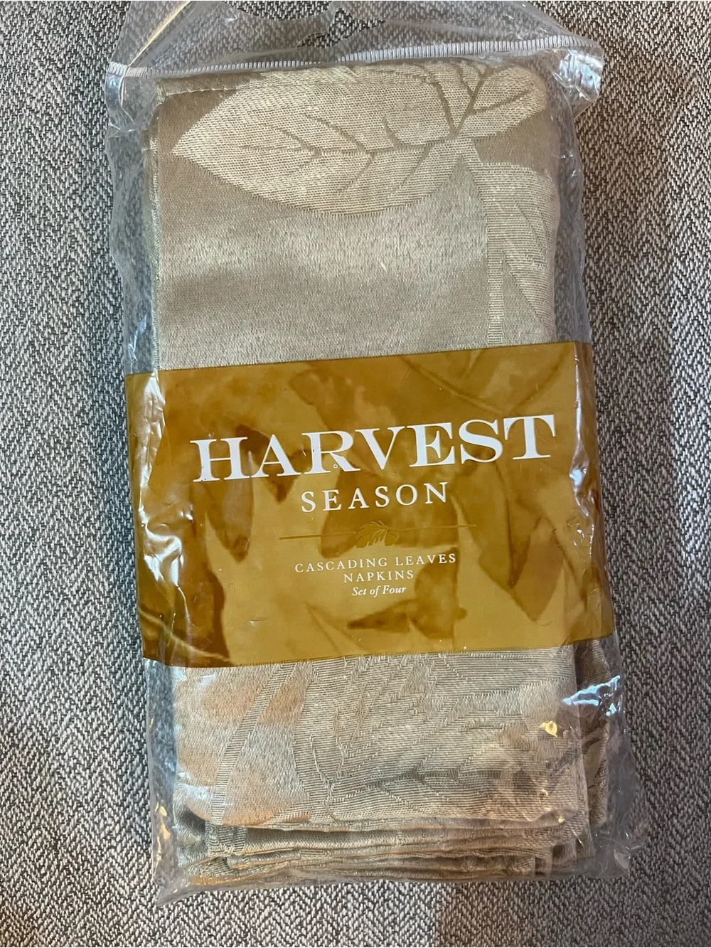 Harvest Season Fabric Napkins “”Khaki Opp” 4 Napkins NEW